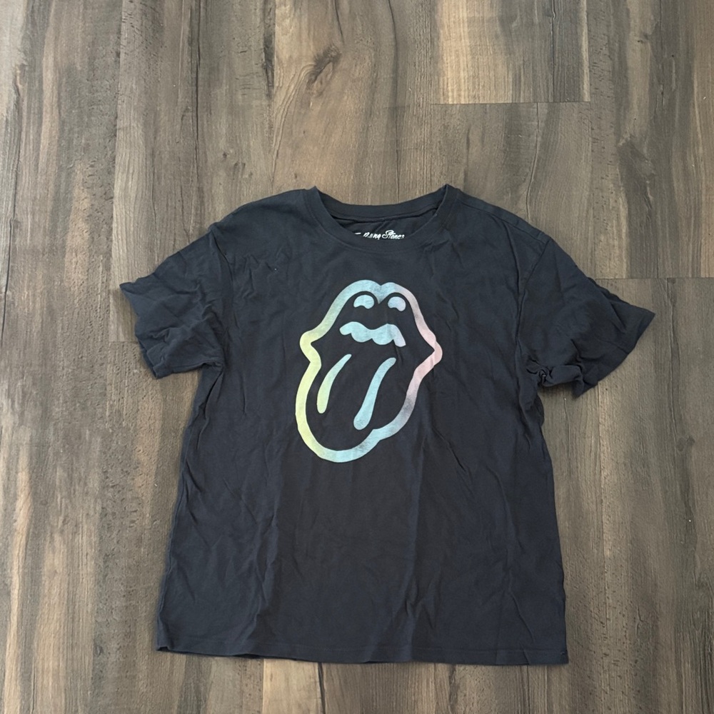 Women’s  Black Rolling Stones logo Graphic Tee
